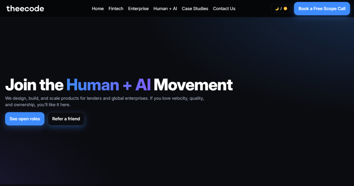 Careers at Theecode — Build with Human + AI Precision
